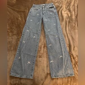 Stylish Blue Embroidered Women's Jeans